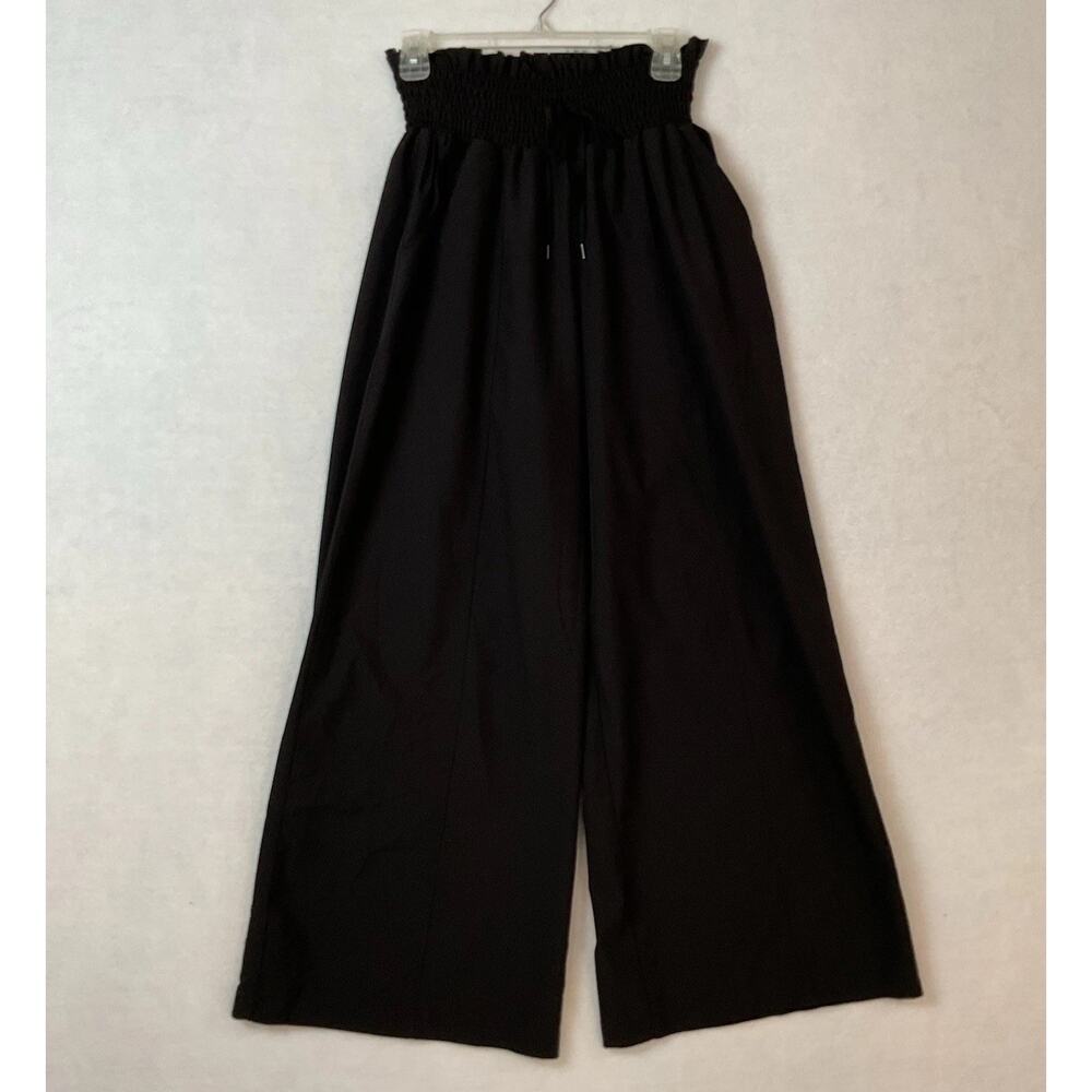 Cato Est‎ 1946 Paperbag Pants Womens L Black Wide Leg Elastic Waist Pull On